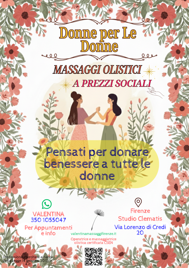 locandina massaggi olistici donne per le donne